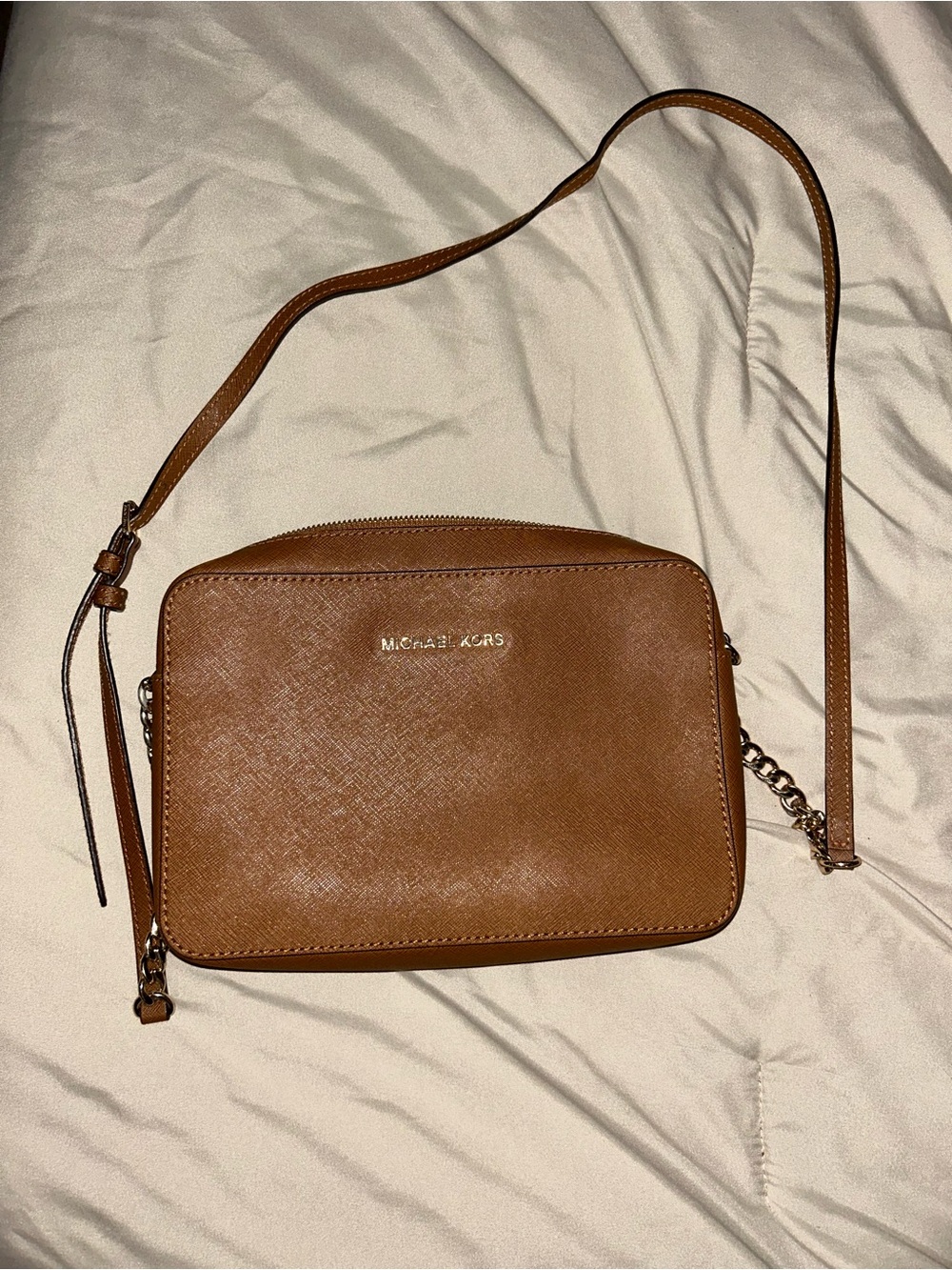 Michael Kors Tan Saffiano Leather Crossbody Camera Bag